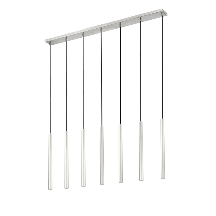 Z-Lite Forest 7 Light 24" LED Linear Chandelier, Nickel/Nickel