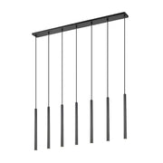 Z-Lite Forest 7 Light 24" LED Linear Chandelier, Black/Black - 919MP24-7L-MB-LED