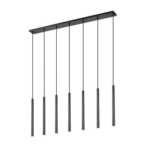 Z-Lite Forest 7 Light 24" LED Linear Chandelier, Black/Black - 919MP24-7L-MB-LED