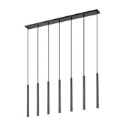 Z-Lite Forest 7Lt 24" LED Linear Chandelier, Black/Black - 919MP24-7L-MB-LED