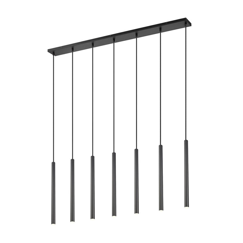 Z-Lite Forest 7Lt 24" LED Linear Chandelier, Black/Black - 919MP24-7L-MB-LED