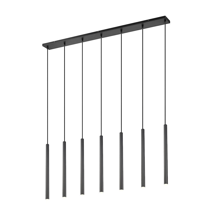Z-Lite Forest 7 Light 24" LED Linear Chandelier, Black/Black - 919MP24-7L-MB-LED