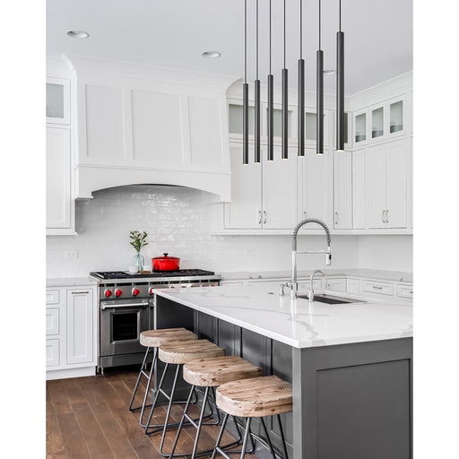 Z-Lite Forest 7Lt 24" LED Linear Chandelier, Black/Black