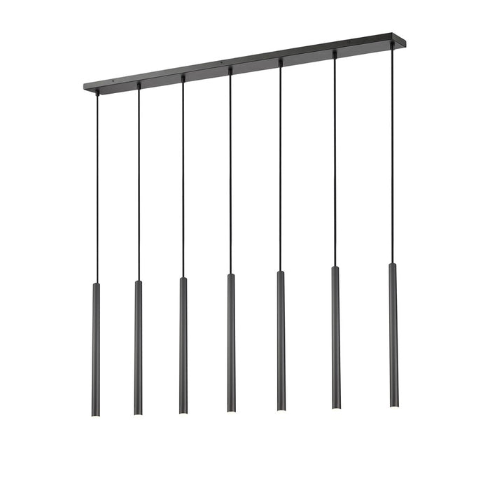 Z-Lite Forest 7Lt 24" LED Linear Chandelier, Black/Black