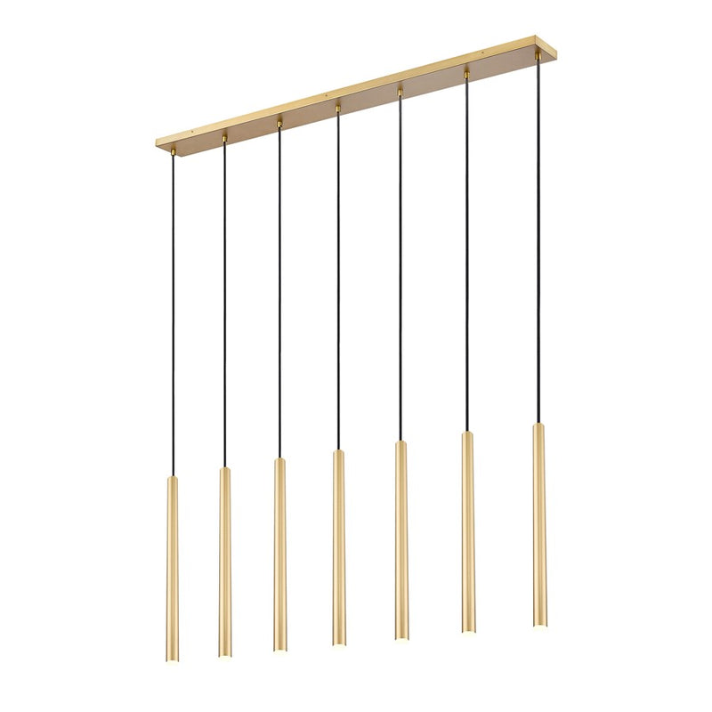 Z-Lite Forest 7Lt 24" LED Linear Chandelier, Gold/Gold - 919MP24-7L-MGLD-LED