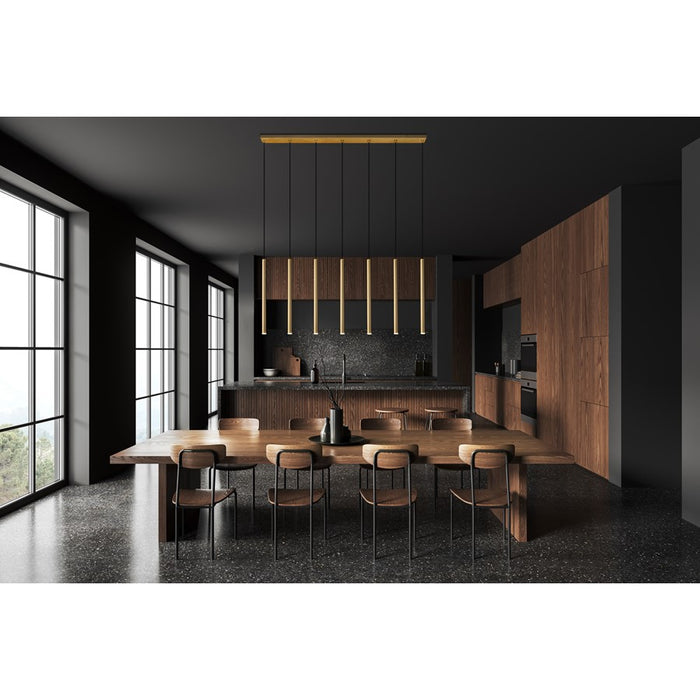 Z-Lite Forest 7 Light 24" LED Linear Chandelier, Gold/Gold