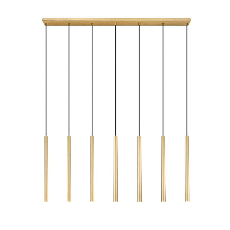 Z-Lite Forest 7 Light 24" LED Linear Chandelier, Gold/Gold