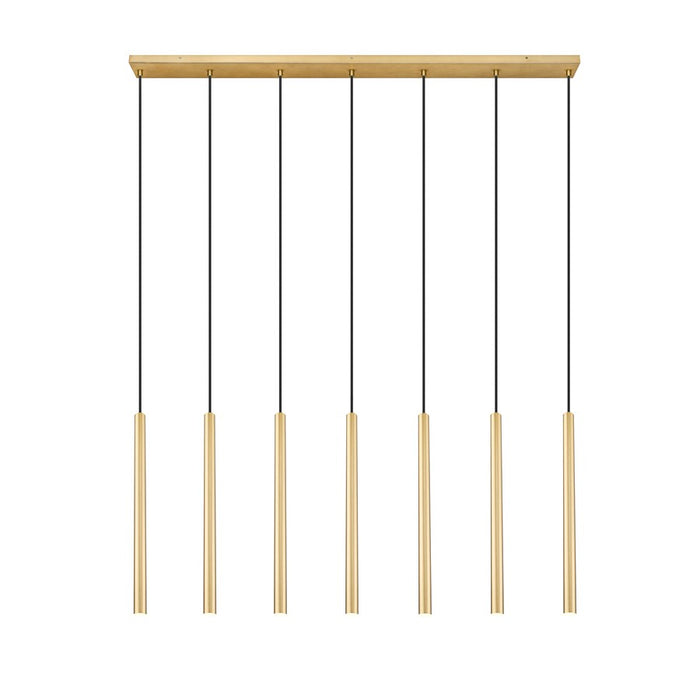 Z-Lite Forest 7 Light 24" LED Linear Chandelier, Gold/Gold