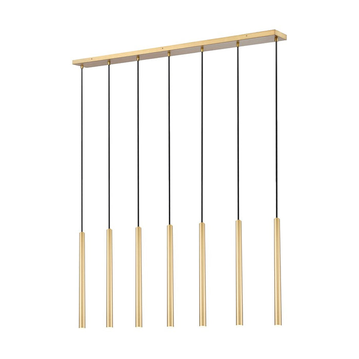Z-Lite Forest 7Lt 24" LED Linear Chandelier, Gold/Gold
