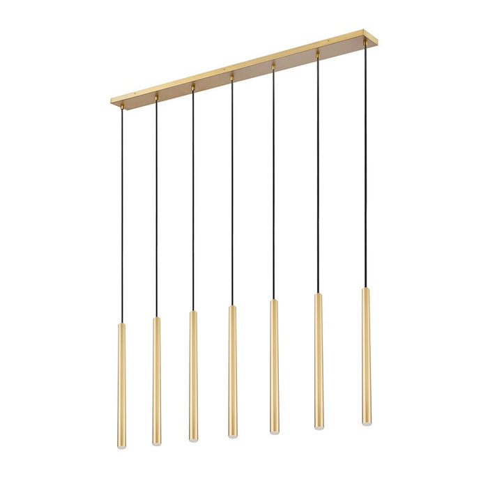 Z-Lite Forest 7Lt 24" LED Linear Chandelier, Gold/Gold
