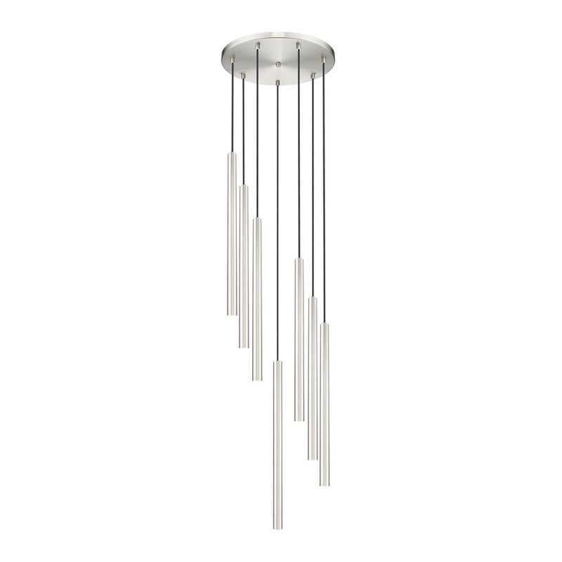 Z-Lite Forest 7Lt 24" LED Chandelier, Nickel/Nickel