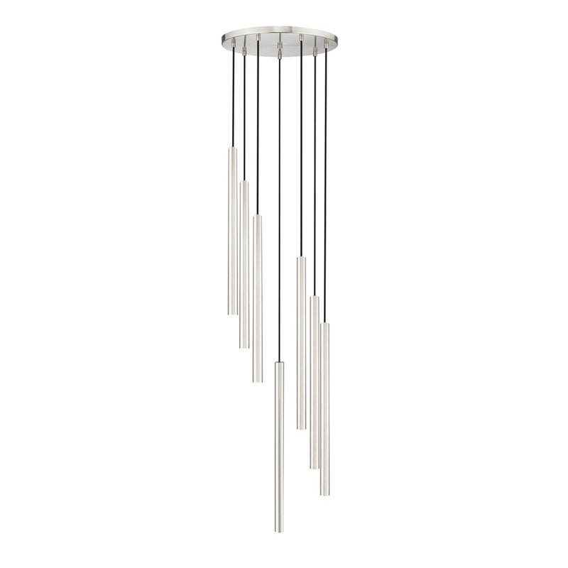 Z-Lite Forest 7 Light 24" LED Chandelier, Nickel/Nickel