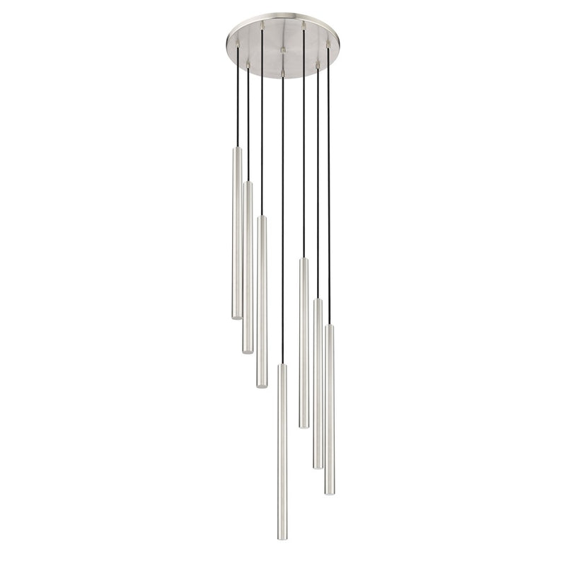Z-Lite Forest 7 Light 24" LED Chandelier, Nickel/Nickel
