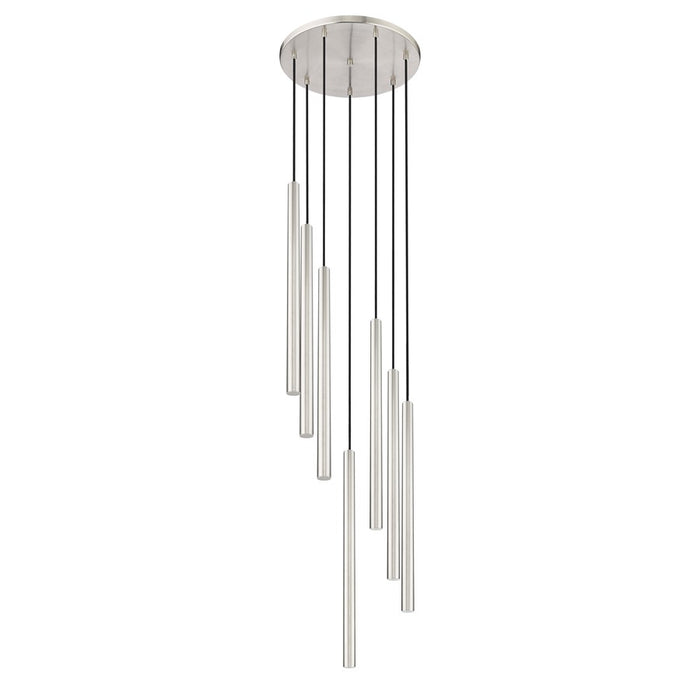 Z-Lite Forest 7 Light 24" LED Chandelier, Nickel/Nickel