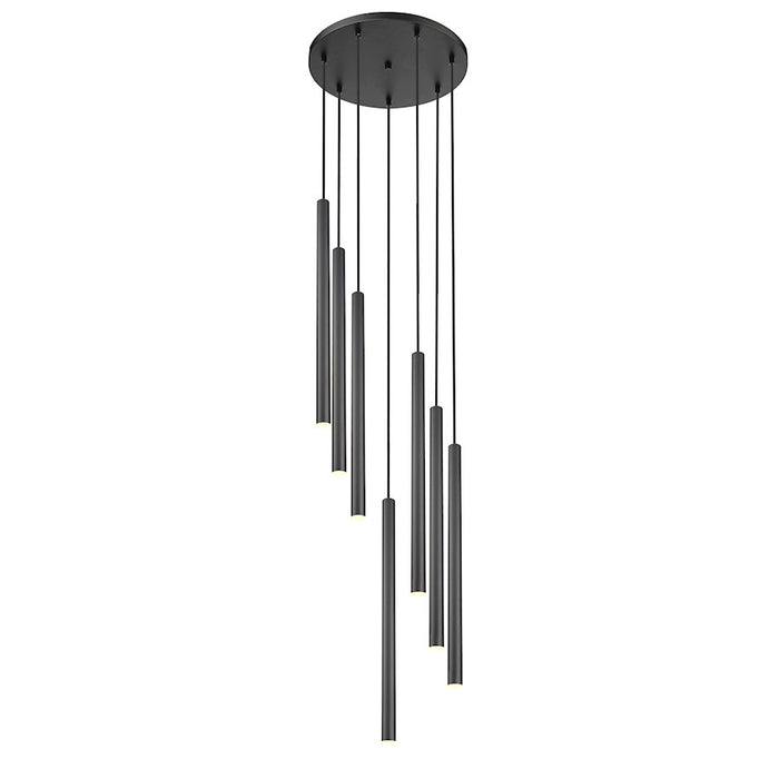 Z-Lite Forest 7 Light 24" LED Chandelier, Black/Black - 919MP24-7R-MB-LED