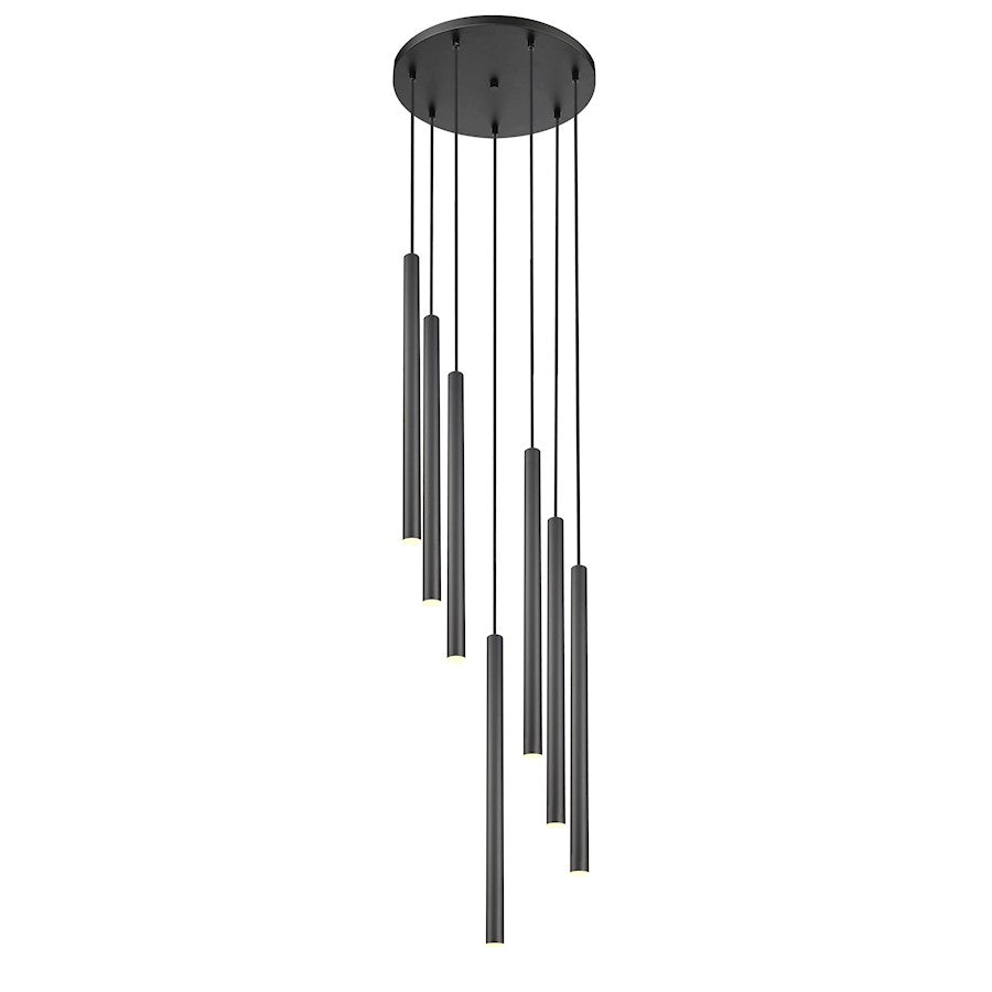 Z-Lite Forest 7 Light 24" LED Chandelier, Black/Black - 919MP24-7R-MB-LED