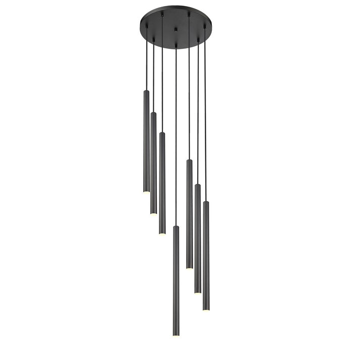 Z-Lite Forest 7Lt 24" LED Chandelier, Black/Black - 919MP24-7R-MB-LED