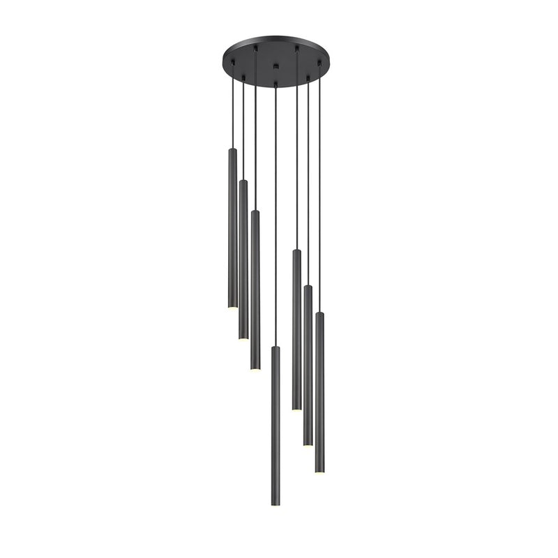 Z-Lite Forest 7 Light 24" LED Chandelier, Black/Black
