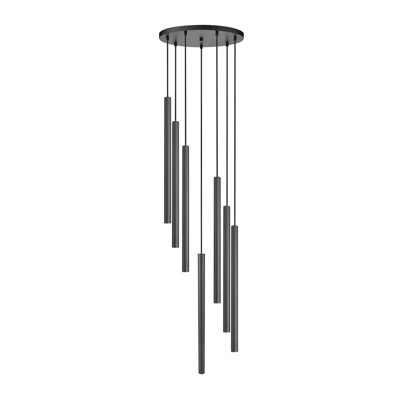 Z-Lite Forest 7 Light 24" LED Chandelier, Black/Black
