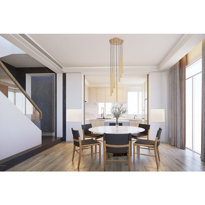 Z-Lite Forest 7 Light 24" LED Chandelier, Gold/Gold
