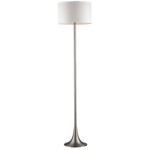 Z-Lite Portable Lamps 1 Light Floor Lamp, Brushed Nickel, White Linen - FL1002