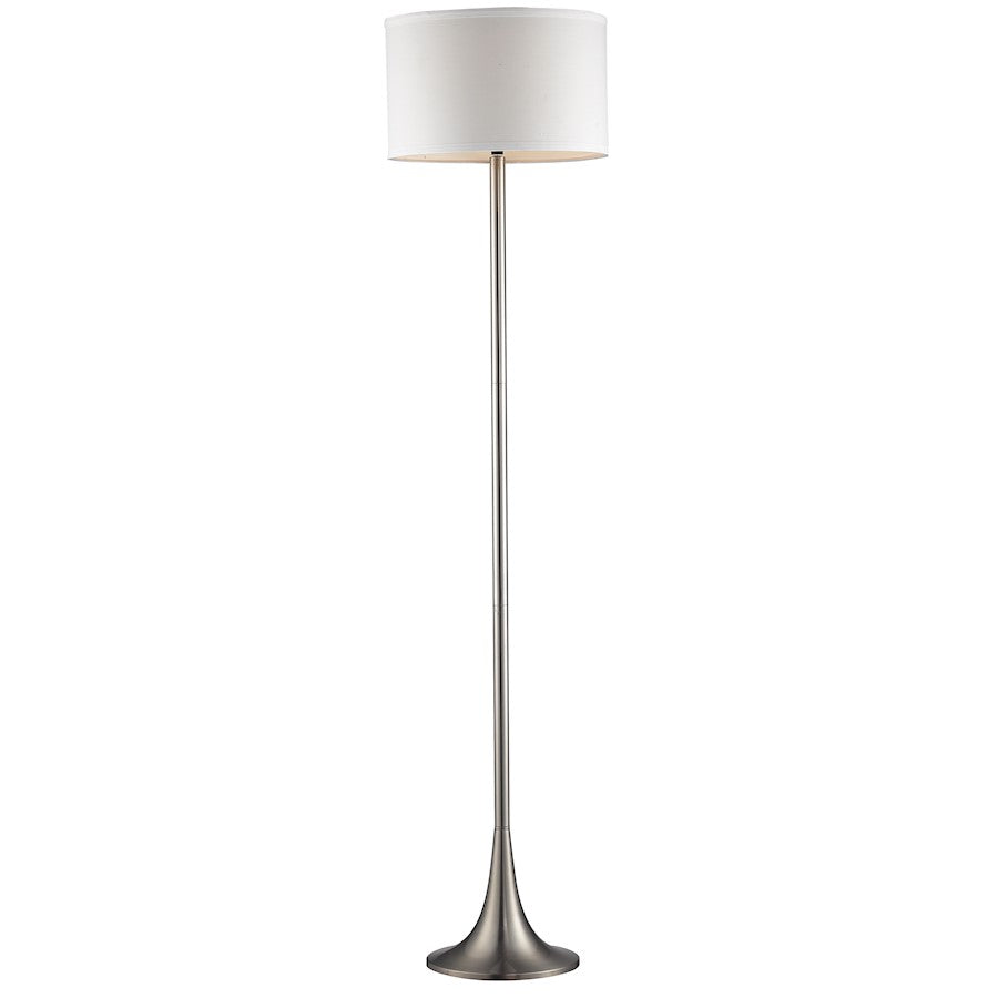 Z-Lite Portable Lamps 1 Light Floor Lamp, Brushed Nickel, White Linen - FL1002