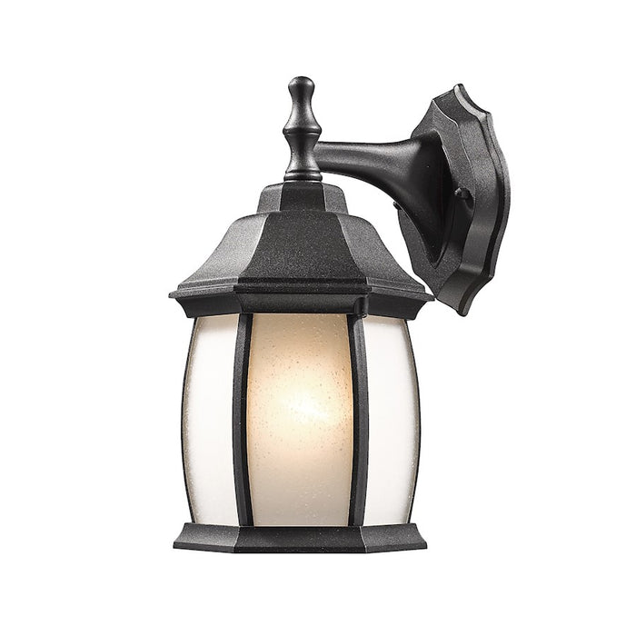 Z-Lite Waterdown 1 Light Outdoor Wall Light 7.5x6x11.75", Black, White Seed - T20-BK-F