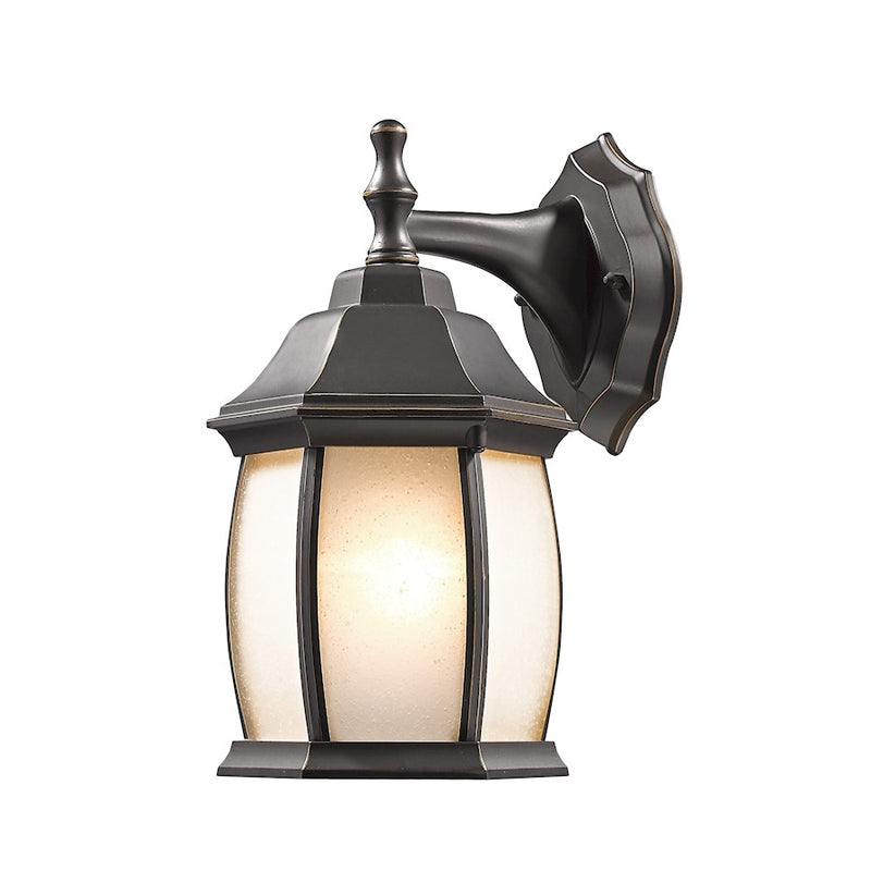 Z-Lite Waterdown 1 Light Outdoor Wall Light 7.5x6x11.75", Bronze, White Seed - T20-ORB-F