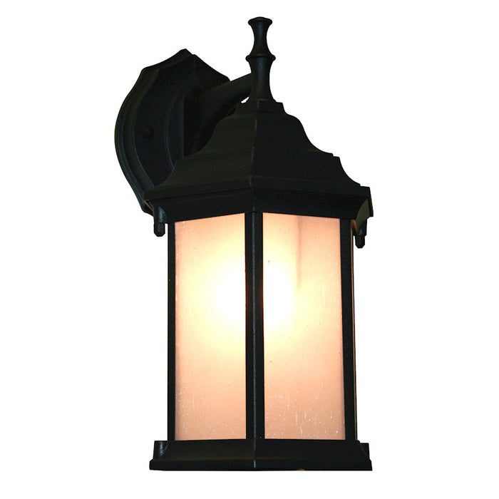 Z-Lite Waterdown 1 Light Outdoor Wall Light 7.5x6.25x12", Black, White Seed - T21-BK-F