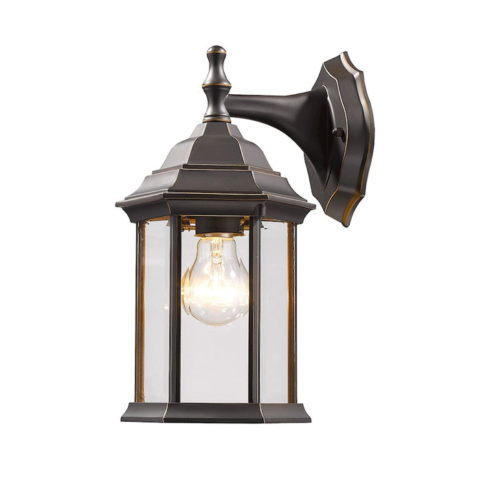 Z-Lite Waterdown 1 Light Outdoor Wall Light 7.5x6x11.75", Bronze, Clear Bevel - T21-ORB
