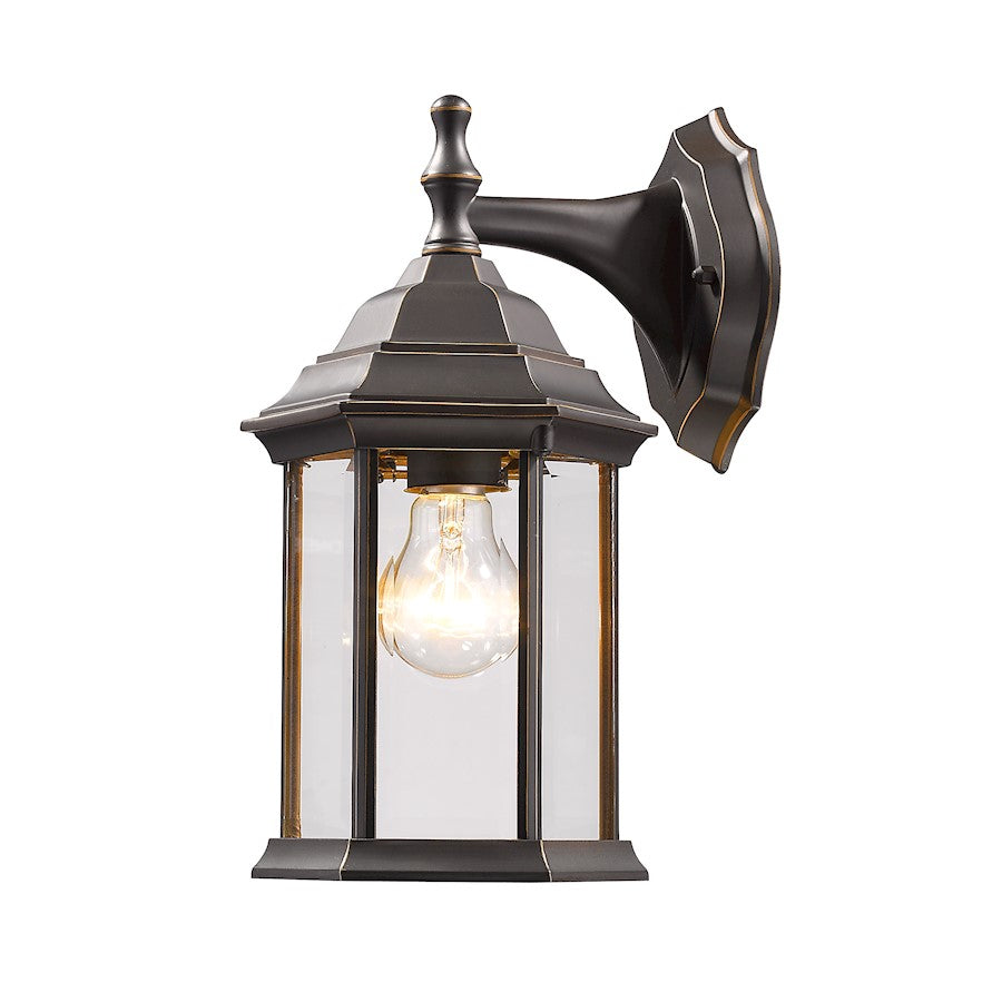 Z-Lite Waterdown 1 Light Outdoor Wall Light 7.5x6x11.75", Bronze, Clear Bevel - T21-ORB
