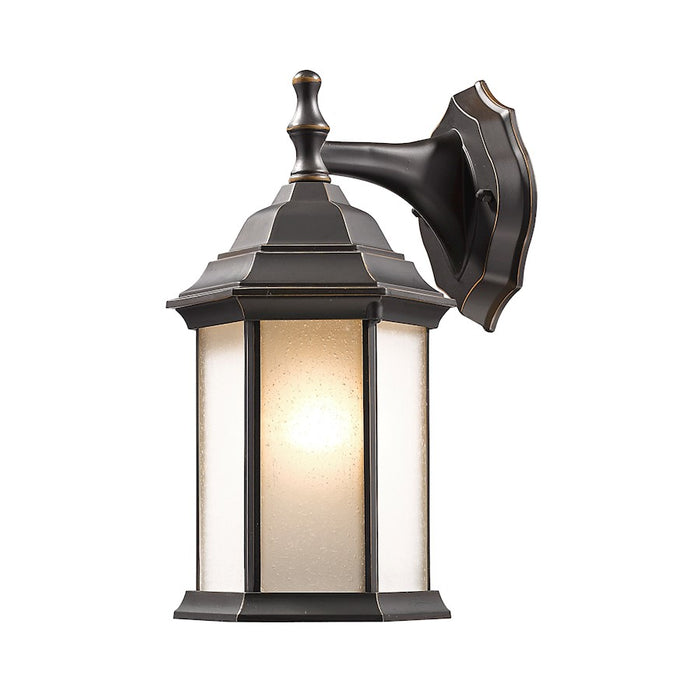 Z-Lite Waterdown 1 Light Outdoor Wall Light 7.5x6.25x12", Bronze, White Seed - T21-ORB-F