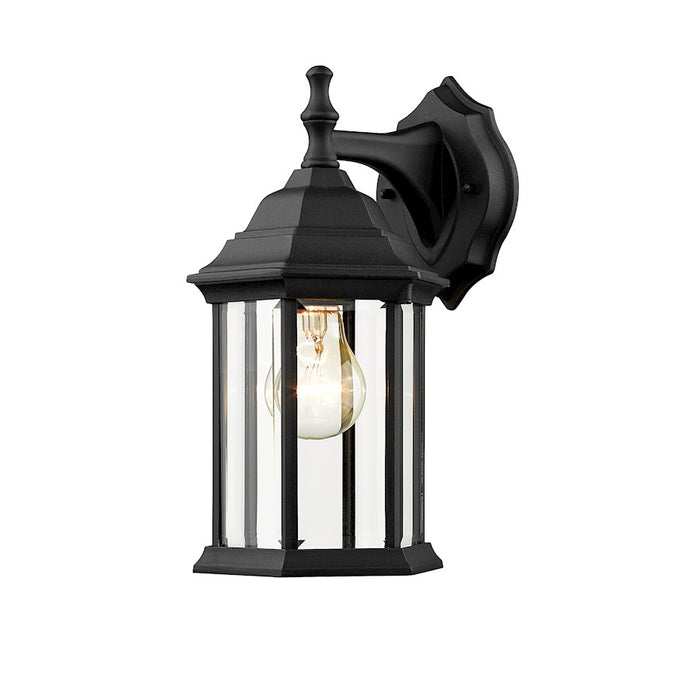 Z-Lite Waterdown 1 Light Outdoor Wall Light 7.5x6x11.75", Black, Clear Bevel - T21BK