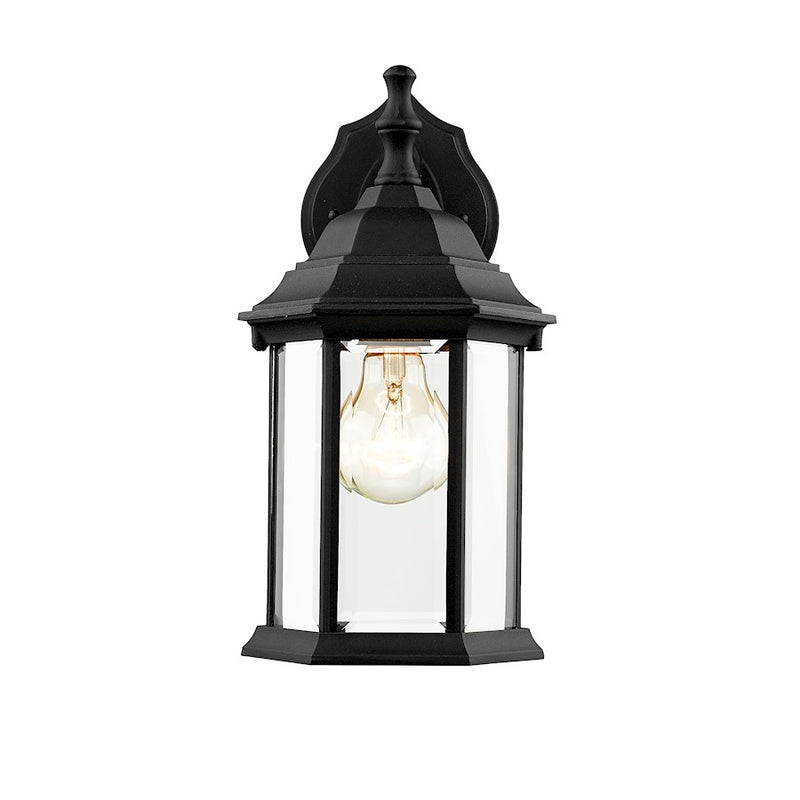 Z-Lite Waterdown 1 Light Outdoor Wall Light 7.5 x 6 x 11.75", Black/Clear Bevel