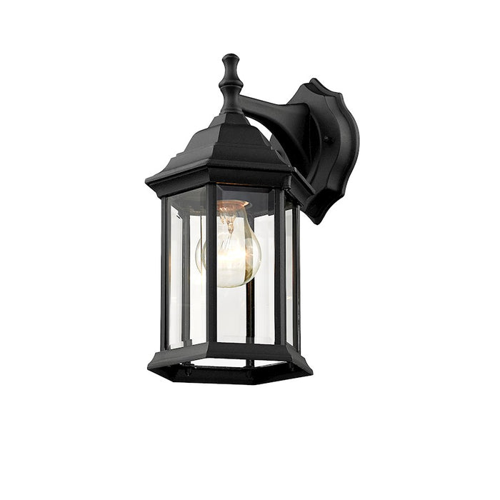 Z-Lite Waterdown 1 Light Outdoor Wall Light 7.5 x 6 x 11.75", Black/Clear Bevel