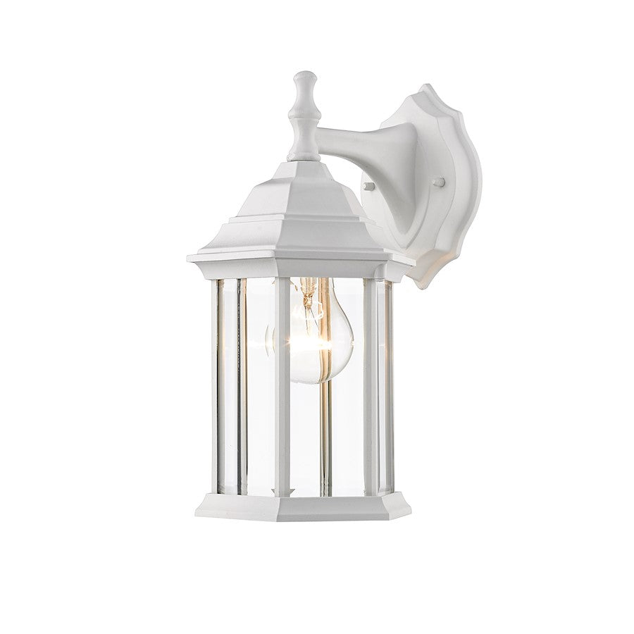 Z-Lite Waterdown 1 Light Outdoor Wall Light, Gloss White, Clear Beveled - T21WH