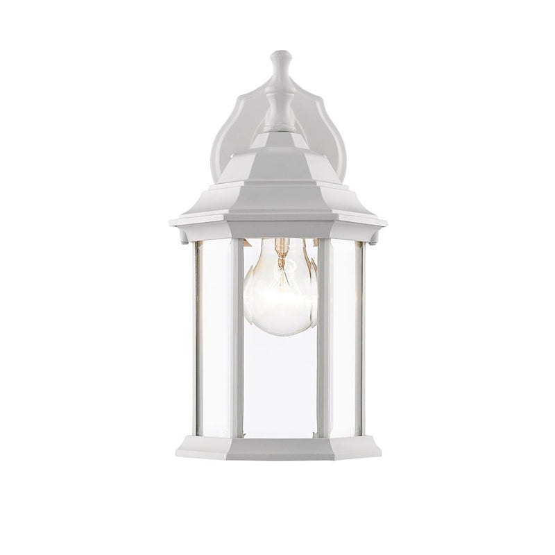 Z-Lite Waterdown 1 Light Outdoor Wall Light, Gloss White/Clear Beveled