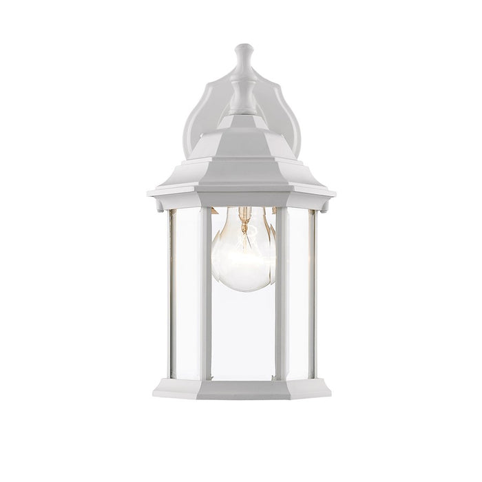 Z-Lite Waterdown 1 Light Outdoor Wall Light, Gloss White/Clear Beveled