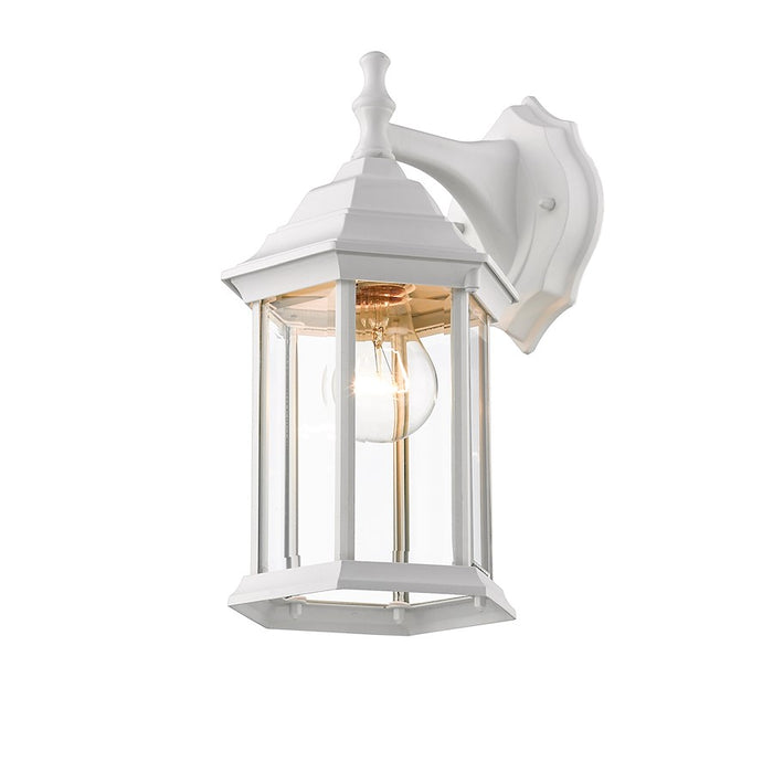 Z-Lite Waterdown 1 Light Outdoor Wall Light, Gloss White/Clear Beveled