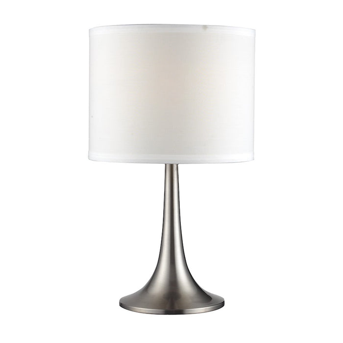 Z-Lite Portable Lamps 1 Light Table Lamp, Brushed Nickel, White Linen - TL1002