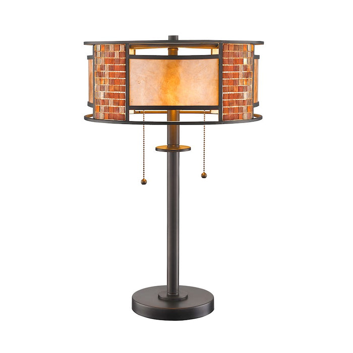 Z-Lite Parkwood 2 Light Table Lamp, Bronze, White Mica & Tile - Z14-55TL
