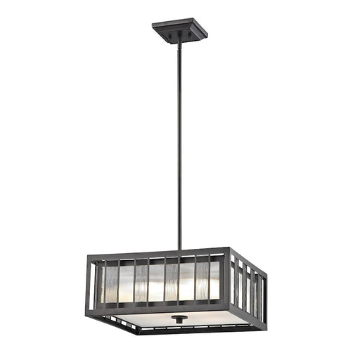 Z-Lite Meridional 4 Light Pendant, Bronze, Bronze Out/Clear Reeded In - Z18-58P-C