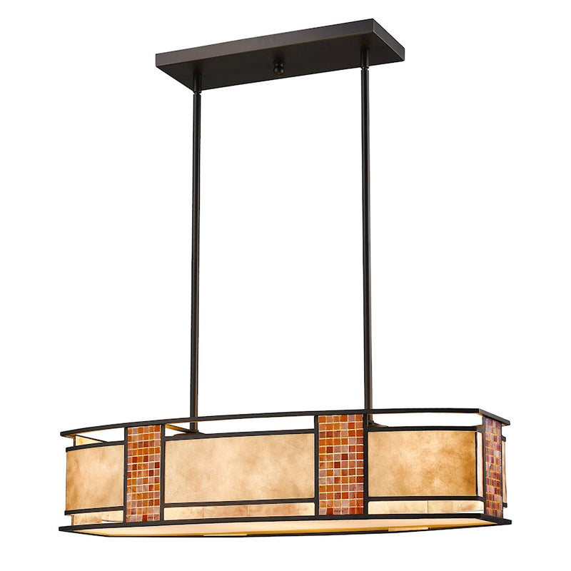 Z-Lite Parkwood 4 Light Island/Billiard, 32x12x9.75", Bronze, White Mica/Tile - Z32-55IS