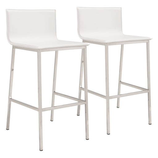 Zuo Modern Marina BarStool Set of 2, White - 100645