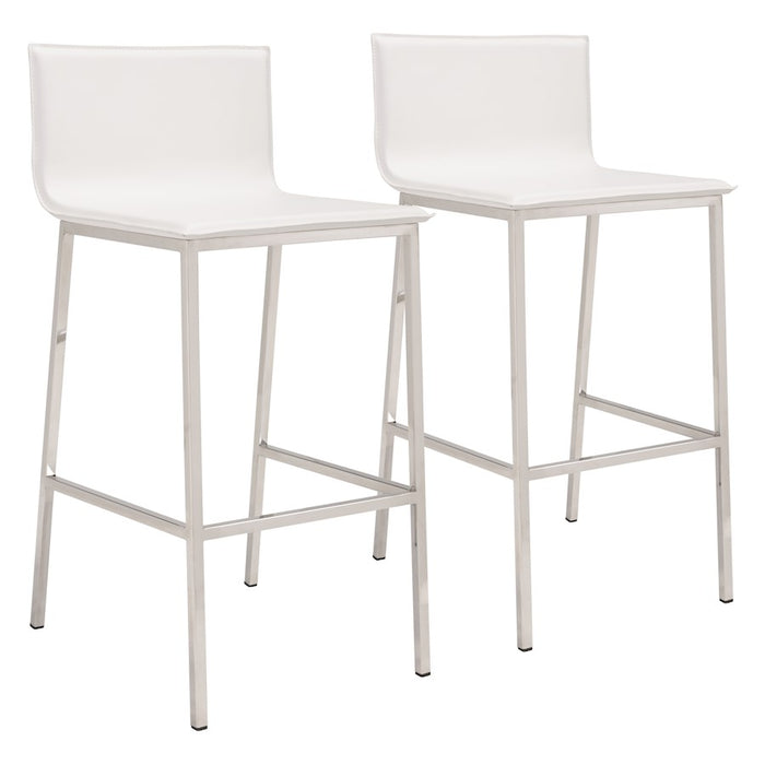 Zuo Modern Marina BarStool Set of 2, White - 100645