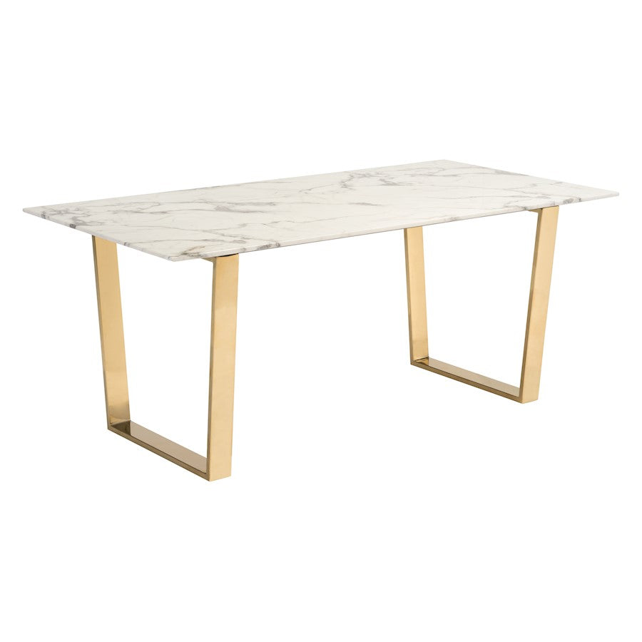 Zuo Modern Atlas Dining Table, White/Gold - 100652