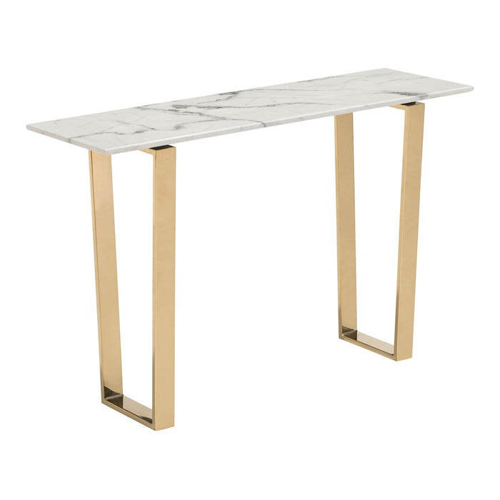 Zuo Modern Atlas Console Table, White/Gold - 100654