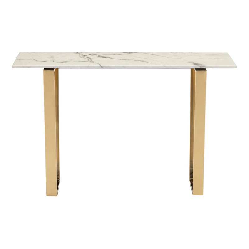 Zuo Modern Atlas Console Table, White/Gold