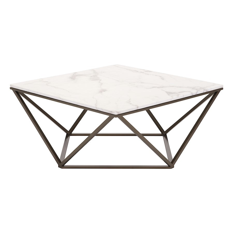 Zuo Modern Tintern Coffee Table, White/Antique Bronze - 100657