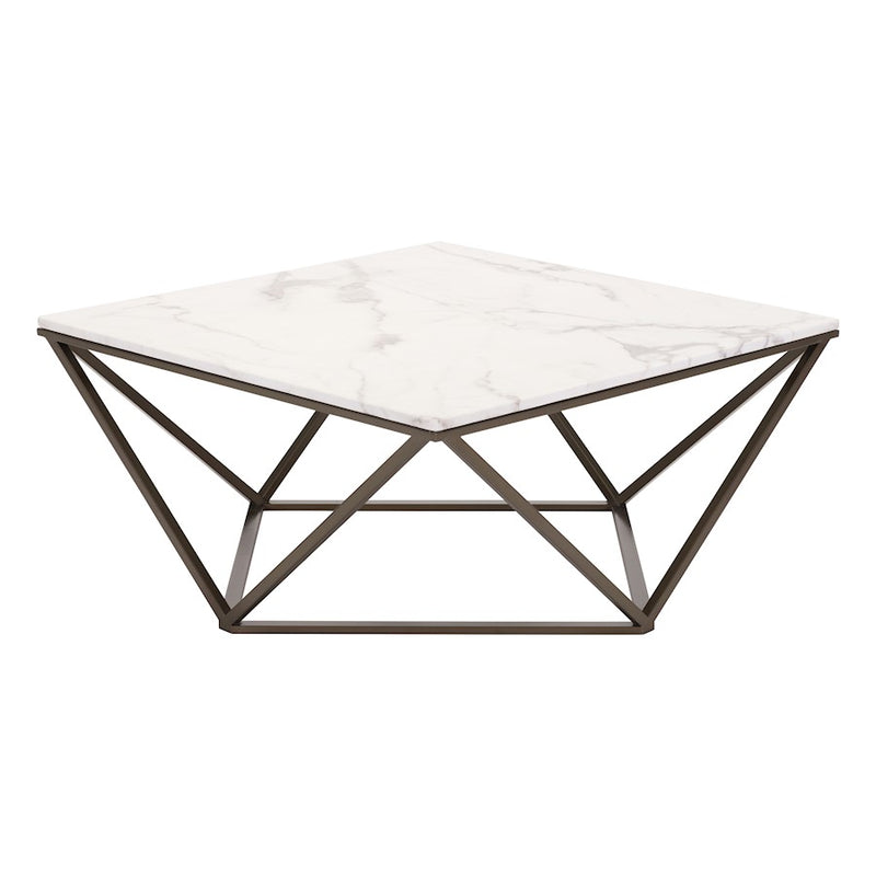Zuo Modern Tintern Coffee Table, White/Antique Bronze
